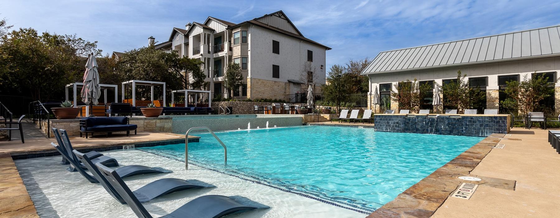 a swimming pool in a backyard